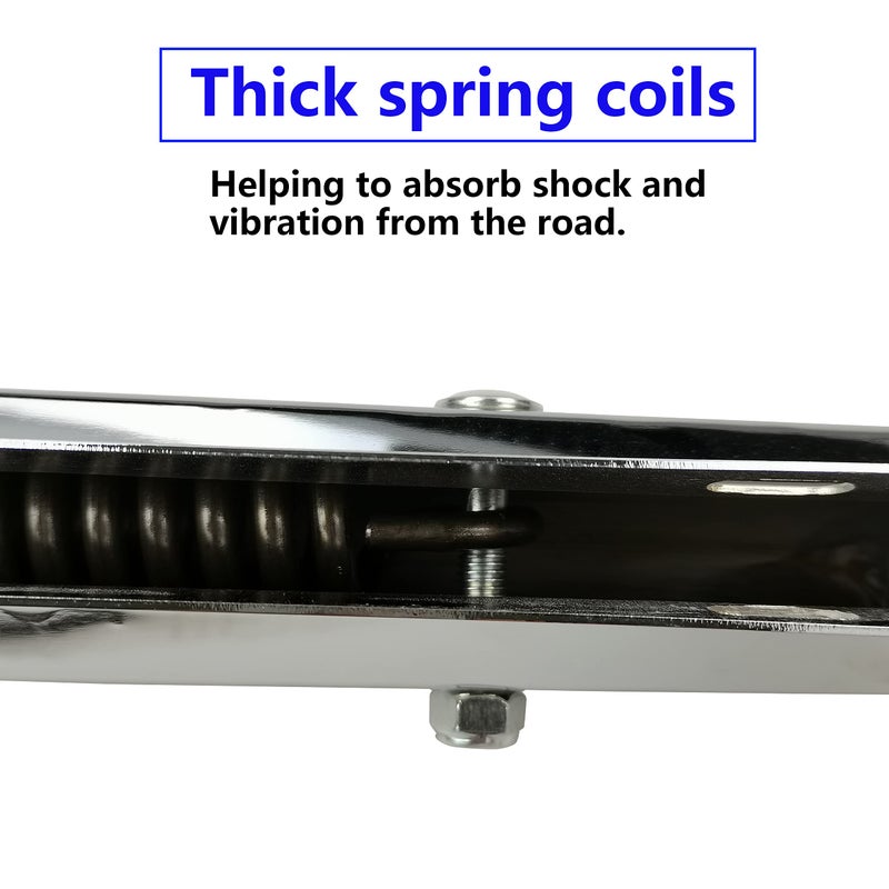 GaeaAuto Stainless Steel Straight Spring Loaded Mud Flap Hanger Set 2.5" Bolt Spacing 30" Length with Aluminum Reflective Tapes fit for Semi Trucks, 2 pcs - Image 2