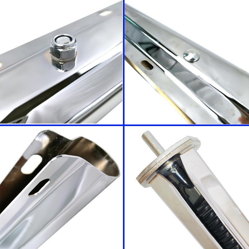 GaeaAuto Stainless Steel Straight Spring Loaded Mud Flap Hanger Set 2.5" Bolt Spacing 30" Length with Aluminum Reflective Tapes fit for Semi Trucks, 2 pcs - Image 3