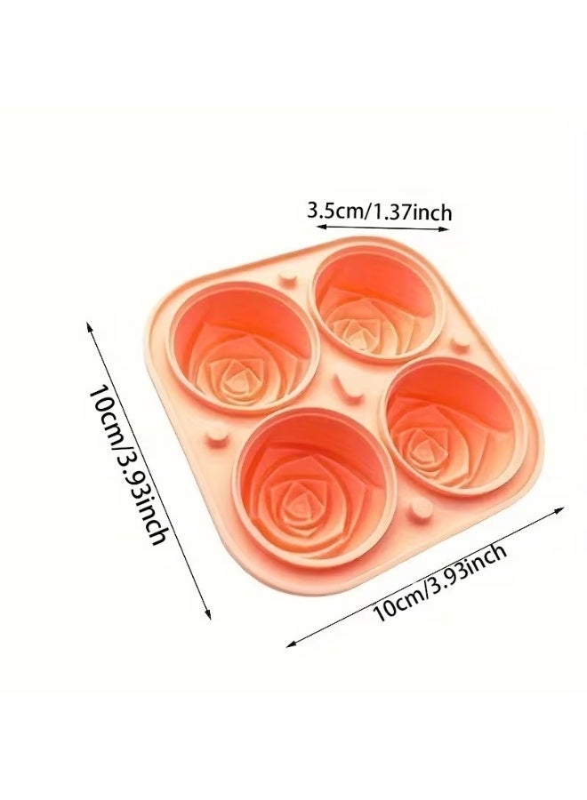 Goolsky 1pc 4 Grids Rose Ice Cube Mold, Multifunctional Chocolate, Jelly, Ice Cube Tray, RV Party Kitchen Refrigerator Supplies, for Bakery, Refrigerator Storage, Kitchen Accessories, Stylish Tray, Creative Kitchenware, Easy to Clean, Highquality Tray, Jelly Mold, Multifunctional Tray, Dessert Lovers, Rv Travelers - Image 4
