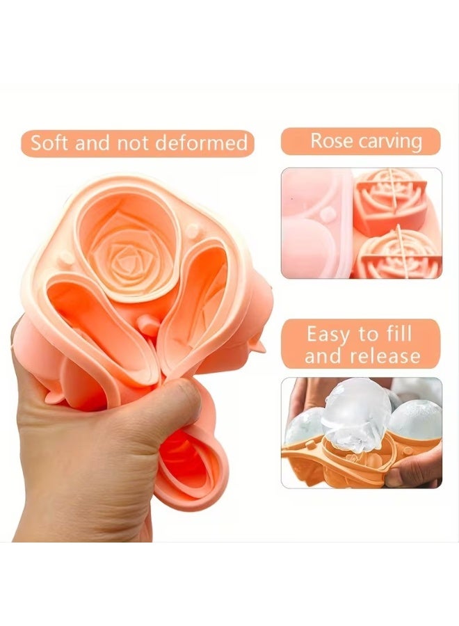 Goolsky 1pc 4 Grids Rose Ice Cube Mold, Multifunctional Chocolate, Jelly, Ice Cube Tray, RV Party Kitchen Refrigerator Supplies, for Bakery, Refrigerator Storage, Kitchen Accessories, Stylish Tray, Creative Kitchenware, Easy to Clean, Highquality Tray, Jelly Mold, Multifunctional Tray, Dessert Lovers, Rv Travelers - Image 5