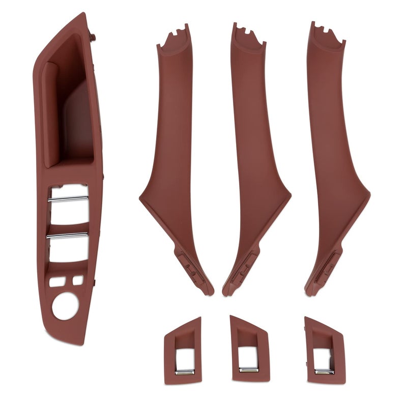 Qagea Inner Door Pull Handles Kit 7PCS fit for 20102016 BMW 5 Series 520 523 525 528 530 535 F10F11 Driver Side Window Switch Armrest Passenger Door Pull Handle Window Switch Covers Red Brown - Image 3