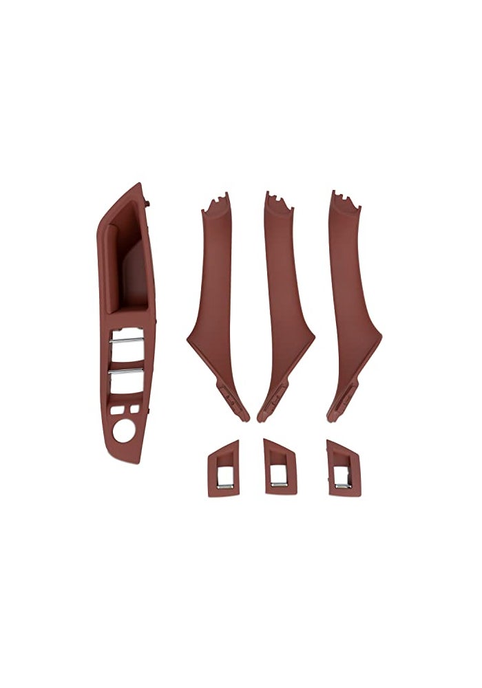 Qagea Inner Door Pull Handles Kit 7PCS fit for 20102016 BMW 5 Series 520 523 525 528 530 535 F10F11 Driver Side Window Switch Armrest Passenger Door Pull Handle Window Switch Covers Red Brown - Image 1