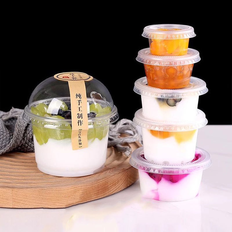 Pudding Cup Disposable Packing Box Double Skin Milk Fruit Bowl Yogurt Ice Powder Special Plastic With Lid - Image 3