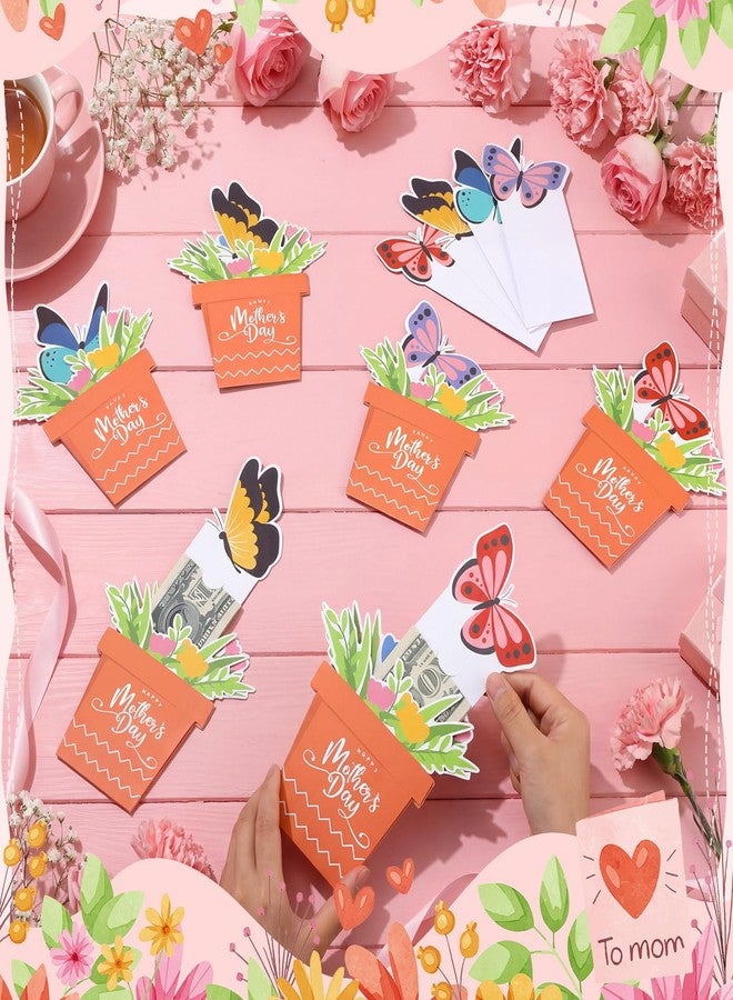 YooNotee 12 Pcs Mother's Day Gift Card Out Butterfly Flower Pot Gift Card Holders Cute Envelopes Cash Holders for Mom Mother's Day Favors Party Supplies - Image 4