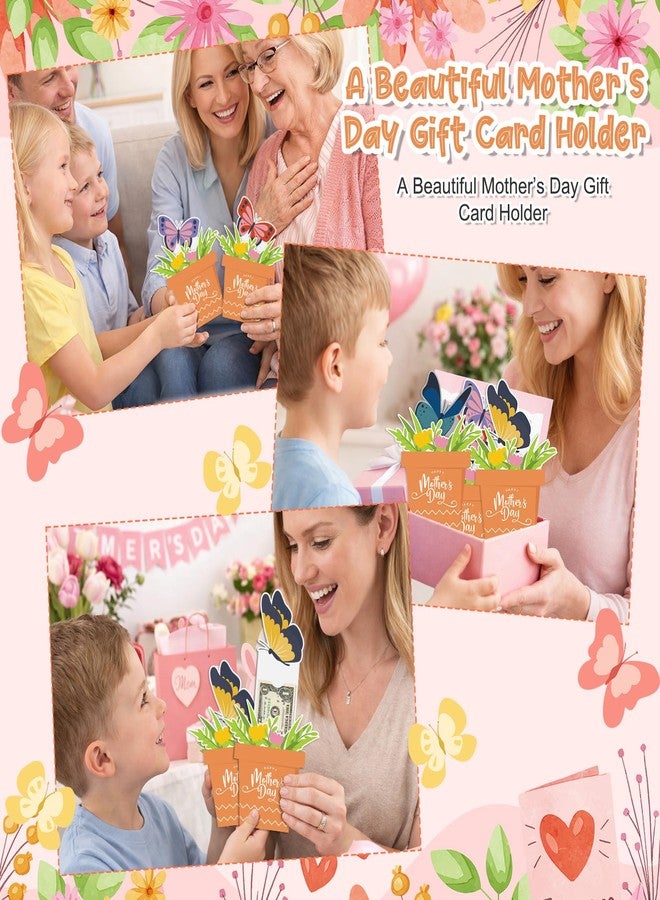 YooNotee 12 Pcs Mother's Day Gift Card Out Butterfly Flower Pot Gift Card Holders Cute Envelopes Cash Holders for Mom Mother's Day Favors Party Supplies - Image 5