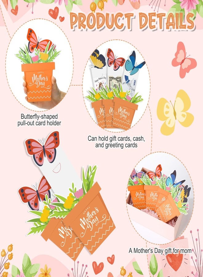 YooNotee 12 Pcs Mother's Day Gift Card Out Butterfly Flower Pot Gift Card Holders Cute Envelopes Cash Holders for Mom Mother's Day Favors Party Supplies - Image 3