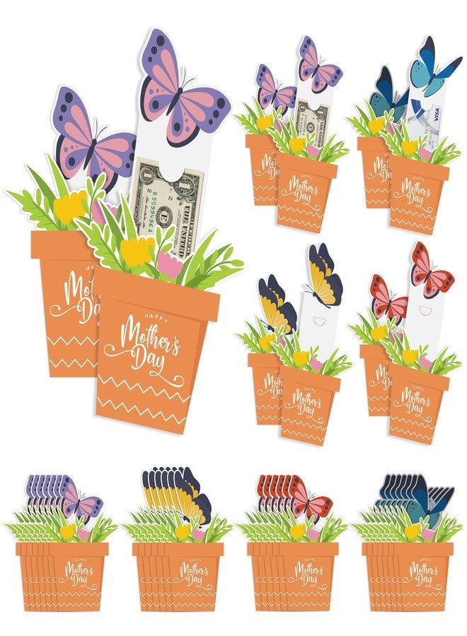 YooNotee 12 Pcs Mother's Day Gift Card Out Butterfly Flower Pot Gift Card Holders Cute Envelopes Cash Holders for Mom Mother's Day Favors Party Supplies - Image 1