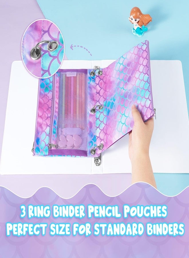 WAWSAM Mermaid Pencil Pouch for 3 Ring Binder, Binder Pencil Pouches for Girls with Zipper, Pencil Case with Clear Window, Cosmetic Bags for Office School College Supplies - Image 2