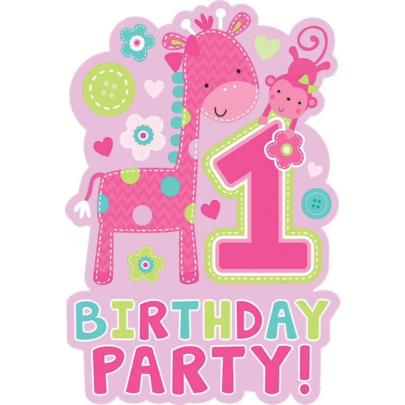 Amscan Amscan One Wild Girl 1st Birthday DieCut Postcard Invitations 6 x 35 Pink