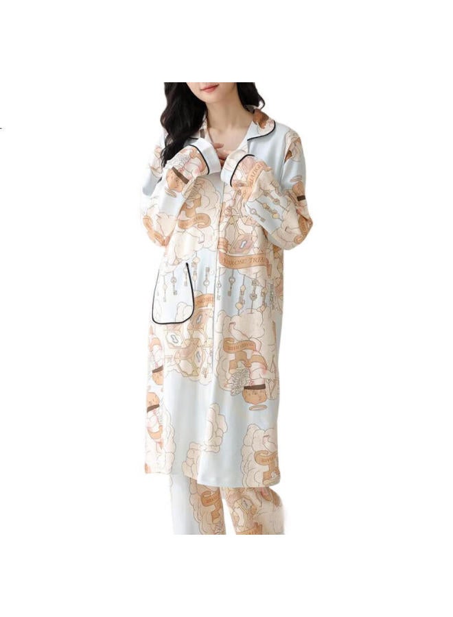Fenye Maternity Nursing Nightgown With Chest Pads, Hospital Maternity Dress, Autumn And Winter Postpartum Breastfeeding Loungewear Set, Confinement Outfit, Xl - Image 2
