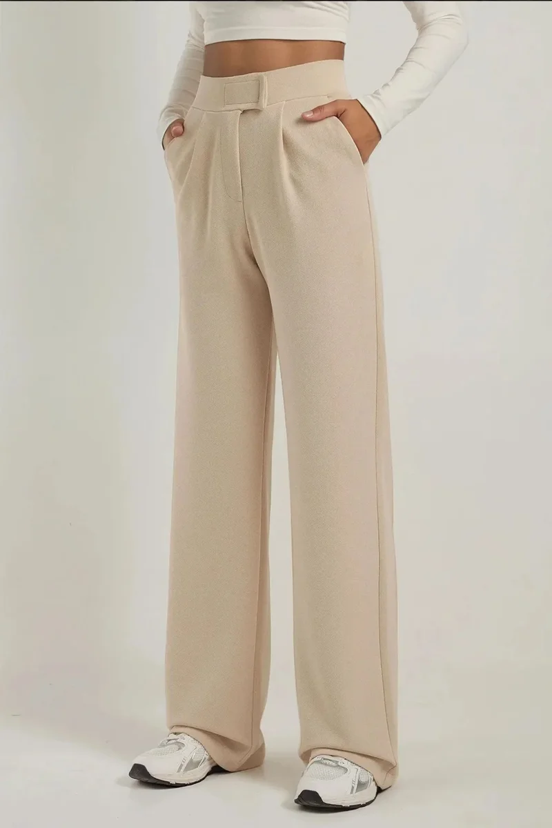 Hiccup High Waist Elastic Crepe Palazzo Pants