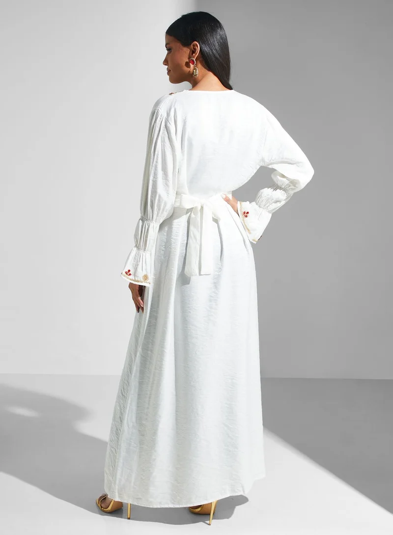 hayas closet Embellished Belted Jalabiya