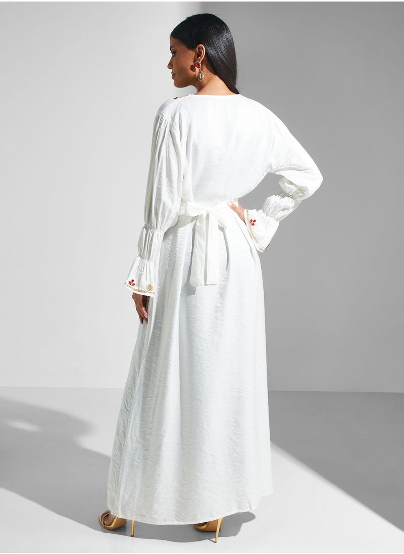hayas closet - Embellished Belted Jalabiya - Image 1