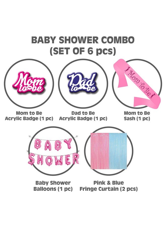 Yey Props and Decoration Combo Set (6 pcs) Balloons + Pink and Blue Fringe Curtain + Sash and Badge for Party and Decoration (Pink and Blue Color) - Image 2