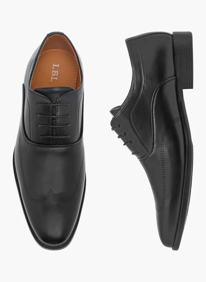 LBL by Shoexpress Men Panelled Oxford Shoes with Lace-Up Closure