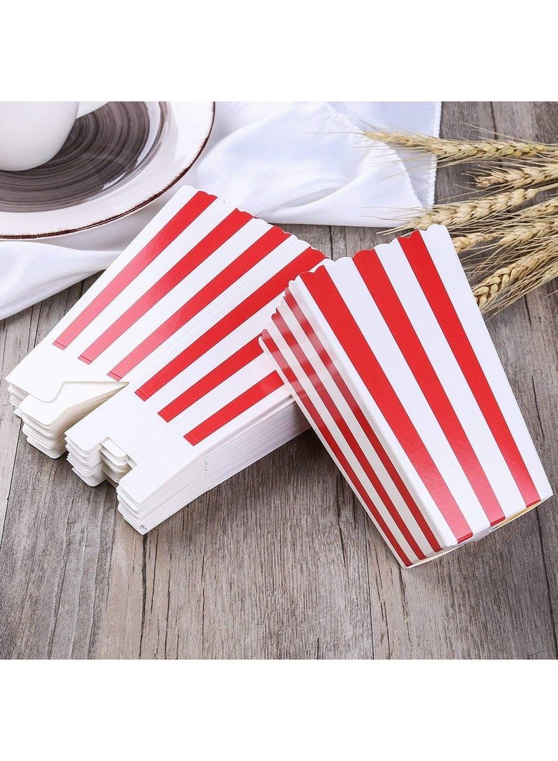 Sweet seven 50 Red Stripe Pattern Popcorn Boxes for Party Decor - 11.5 x 5CM Dinnerware Set  - Image 4