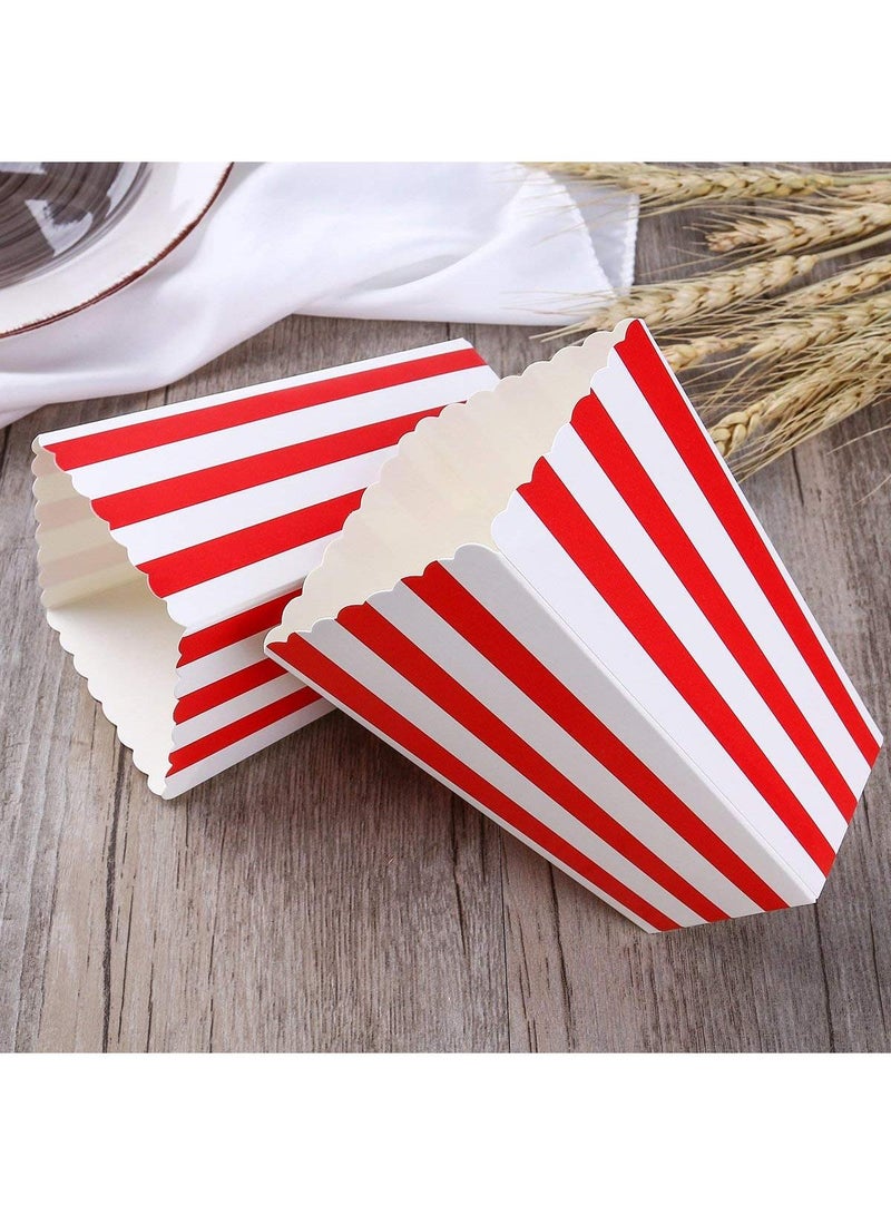Sweet seven 50 Red Stripe Pattern Popcorn Boxes for Party Decor - 11.5 x 5CM Dinnerware Set  - Image 5