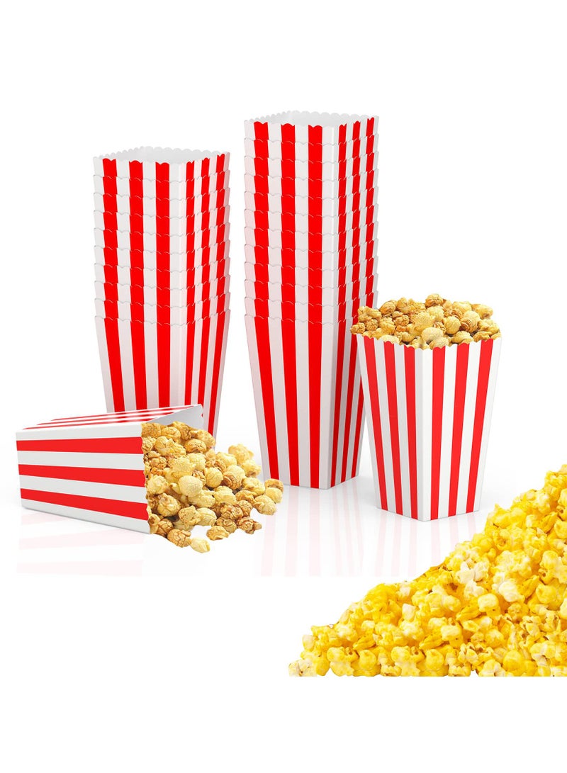 Sweet seven 50 Red Stripe Pattern Popcorn Boxes for Party Decor - 11.5 x 5CM Dinnerware Set  - Image 1