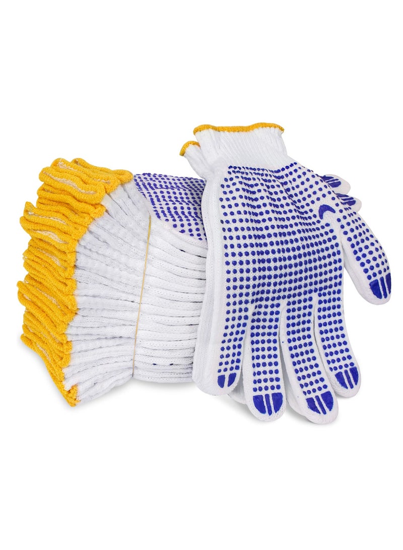 12 Pairs Working Gloves For Men Women Winter Dots Flip Resistant Grip Repairing Builder Construction Gardening Housework Skincare Stretchy Durable Gloves Warehouse Worker - Image 1