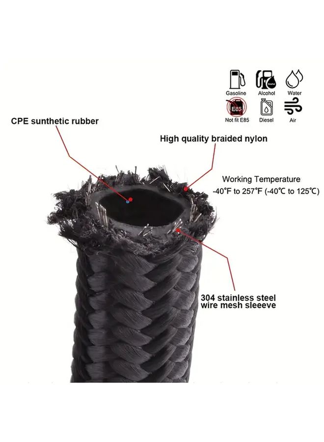 خرطوم وقود نايلون عالمي مقاس AN6 بطول 10 أقدام موديل AN6 10FT - Image 3