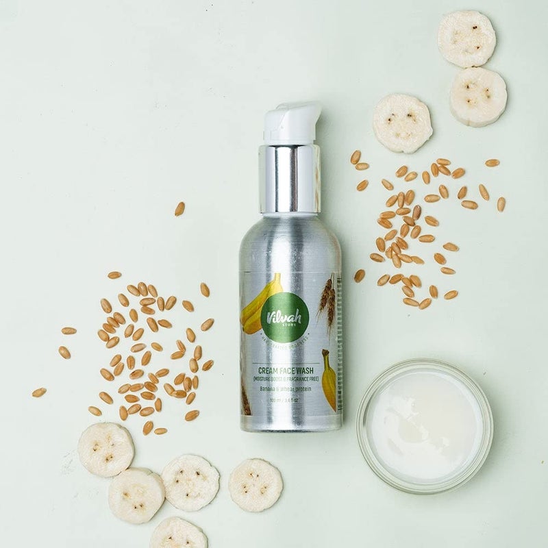 vilvah STORE كريم غسول الوجه من فيلوف ستور خالي من العطور للبشرة الحساسة والمتقشرة يحمي البشرة الجافة يهدئ ويغذي البشرة الحساسة خالي من البارابين والسيليكون 100 مل - Image 4