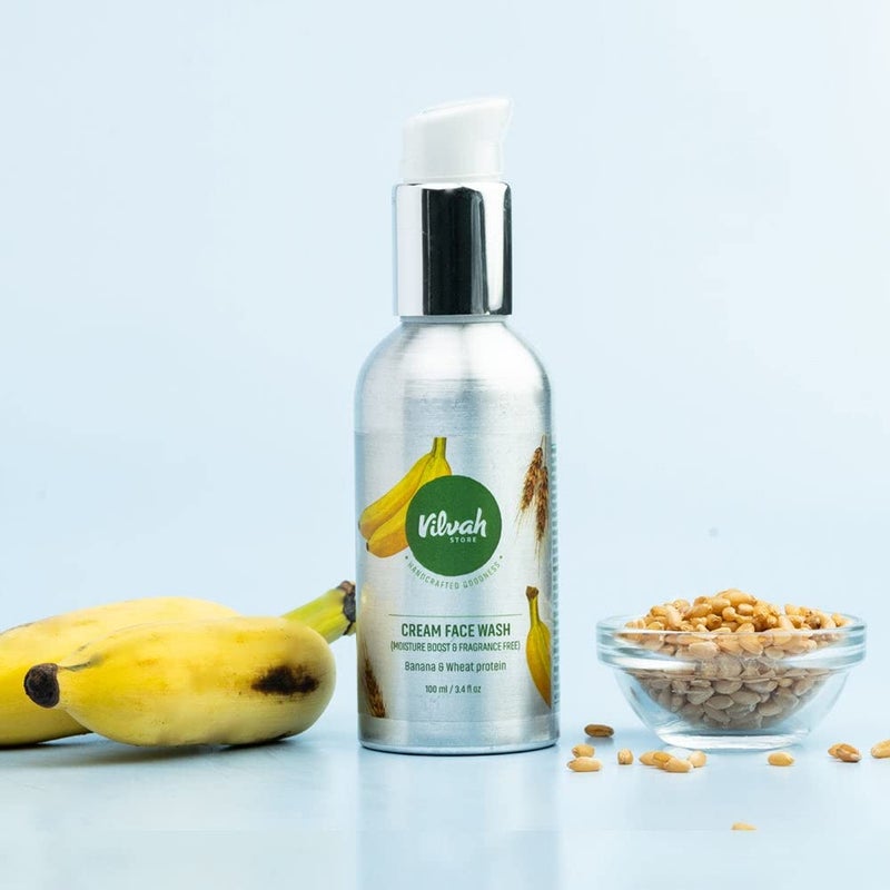 vilvah STORE كريم غسول الوجه من فيلوف ستور خالي من العطور للبشرة الحساسة والمتقشرة يحمي البشرة الجافة يهدئ ويغذي البشرة الحساسة خالي من البارابين والسيليكون 100 مل - Image 3