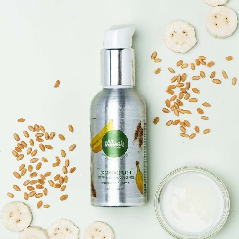 vilvah STORE كريم غسول الوجه من فيلوف ستور خالي من العطور للبشرة الحساسة والمتقشرة يحمي البشرة الجافة يهدئ ويغذي البشرة الحساسة خالي من البارابين والسيليكون 100 مل - Image 2