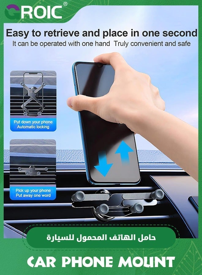 GROIC Black Car Vent Phone Mount, Invisible Rotatable Air Mount Holder 360°Anti-Shake Universal Dashboard & Never Blocking Clip Cell for  - Image 2