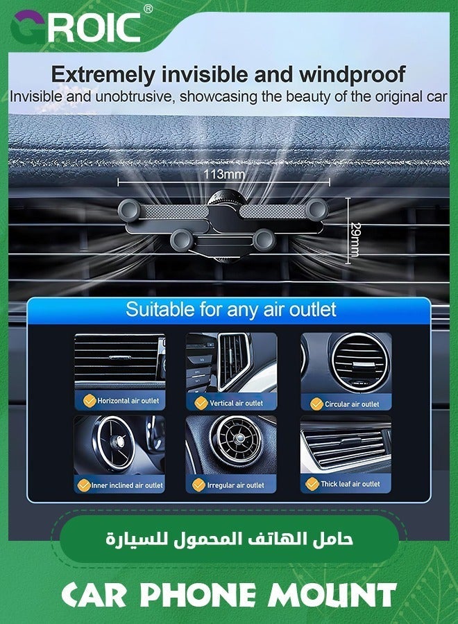 GROIC Black Car Vent Phone Mount, Invisible Rotatable Air Mount Holder 360°Anti-Shake Universal Dashboard & Never Blocking Clip Cell for  - Image 5