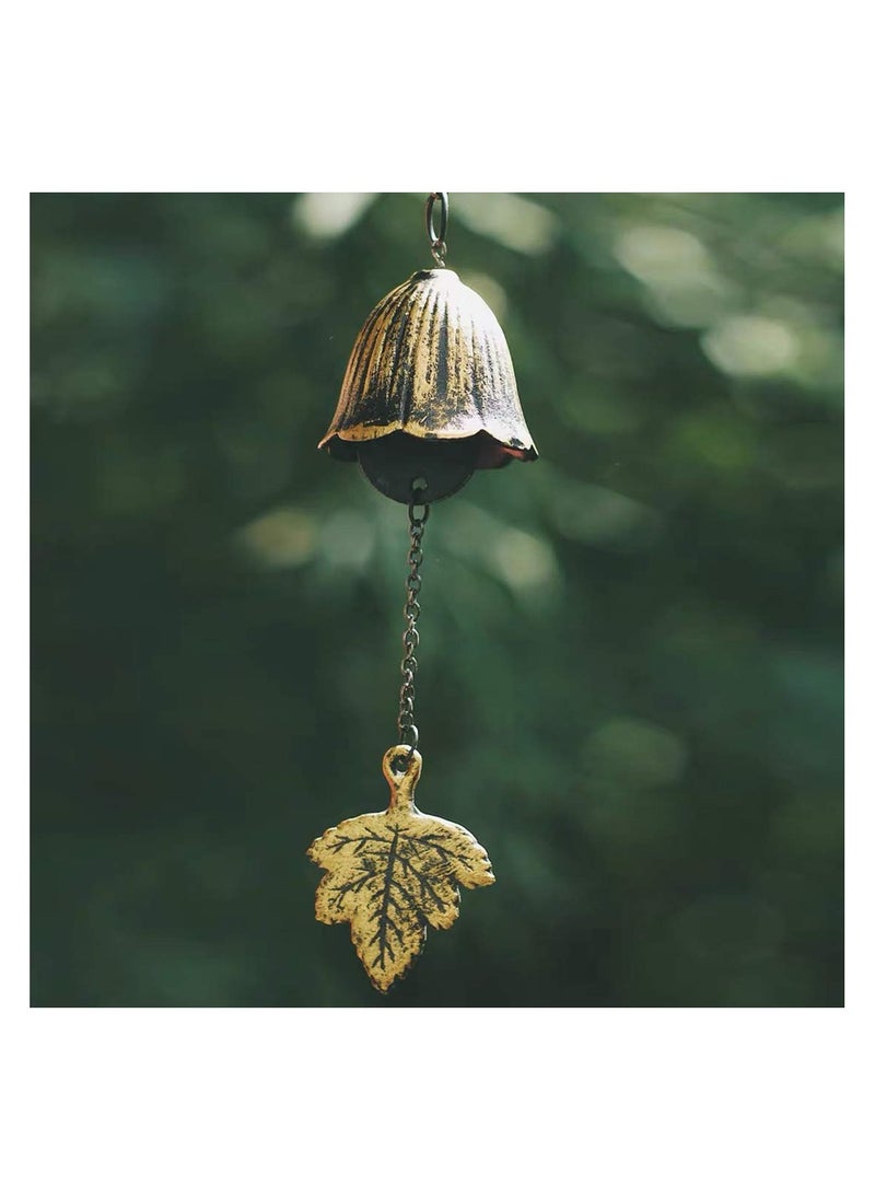 DOUGEI Japanese Traditional Lucky Small Wind Chimes for Outside, Iwachu Cast Iron Bless Temple Wind Bell Memorial and Sympathy Leaf Wind Chimes Indoor Garden Bell, Patio, Balcony (Maple Leaf)  - Image 3