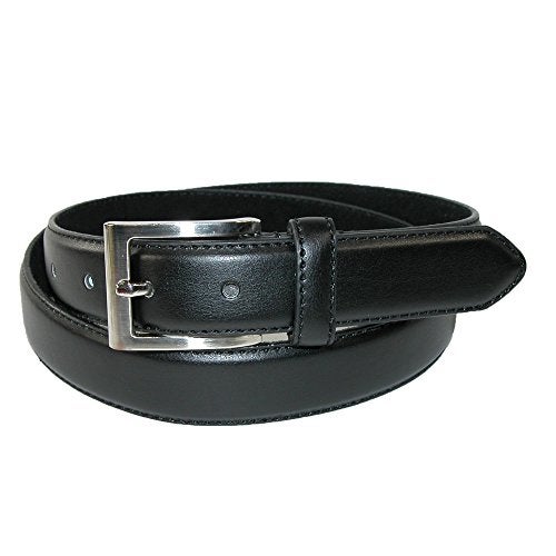 CTM Men's Leather 1 1/8 Inch Basic Dress Belt with Silver Buckle, 40, Black - Image 1