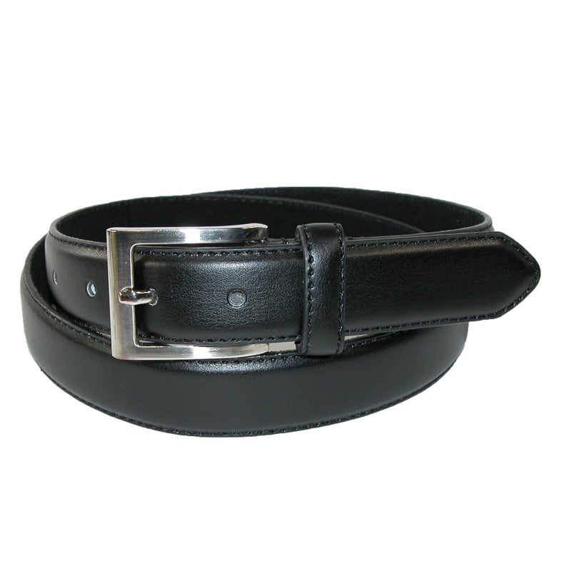 CTM Men's Leather 1 1/8 Inch Basic Dress Belt with Silver Buckle, 40, Black - Image 5