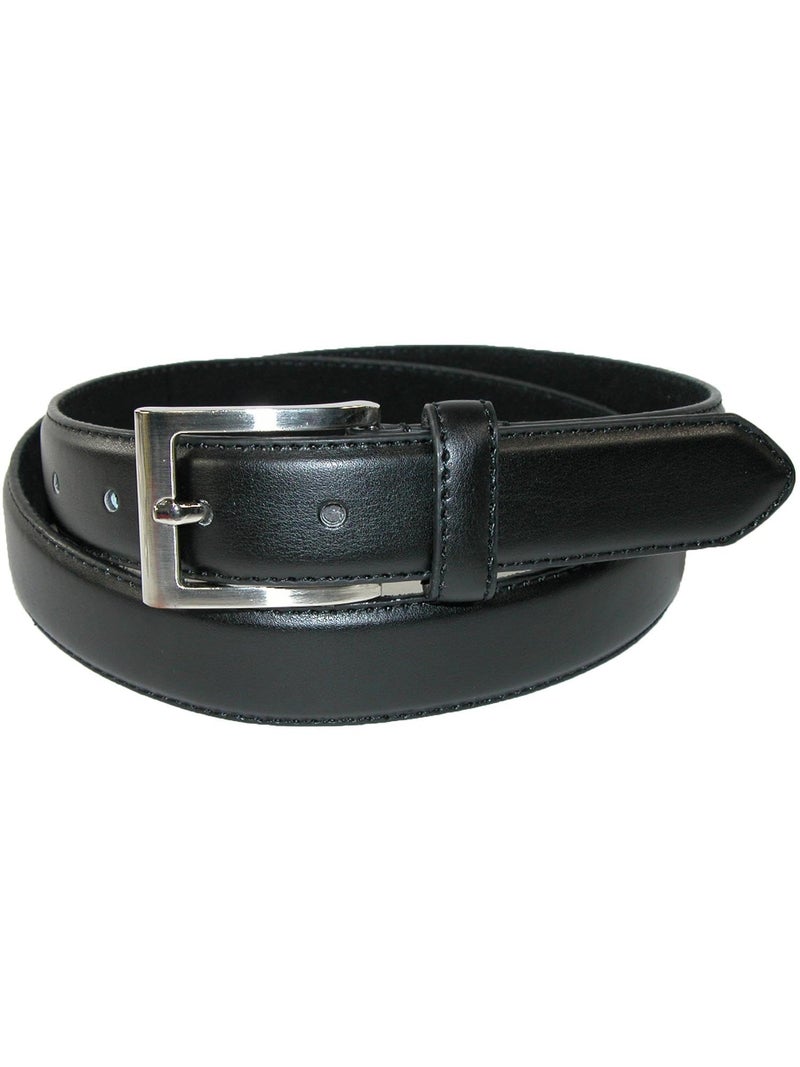 CTM Men's Leather 1 1/8 Inch Basic Dress Belt with Silver Buckle, 40, Black - Image 3