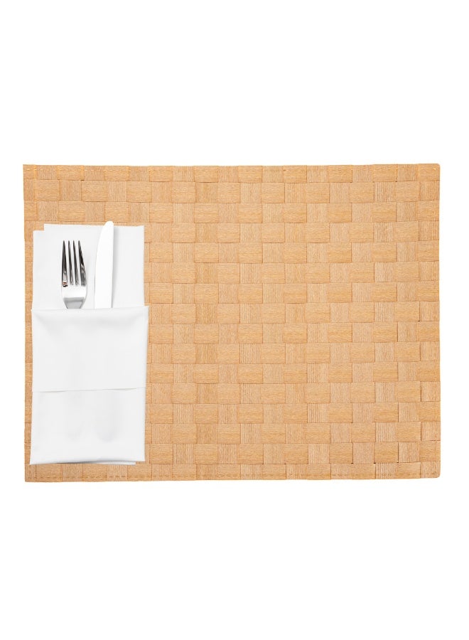 Restaurantware Macroweave 16 x 12 Inch Woven Placemats, Set Of 6 Rectangle Table Placemats - Durable, Easy To Clean, Gold Plastic Placemats For Dining Table, For Homes or Restaurants, - Image 2