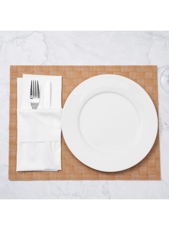 Restaurantware Macroweave 16 x 12 Inch Woven Placemats, Set Of 6 Rectangle Table Placemats - Durable, Easy To Clean, Gold Plastic Placemats For Dining Table, For Homes or Restaurants, - Image 4