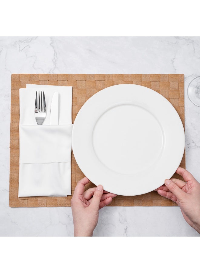 Restaurantware Macroweave 16 x 12 Inch Woven Placemats, Set Of 6 Rectangle Table Placemats - Durable, Easy To Clean, Gold Plastic Placemats For Dining Table, For Homes or Restaurants, - Image 5