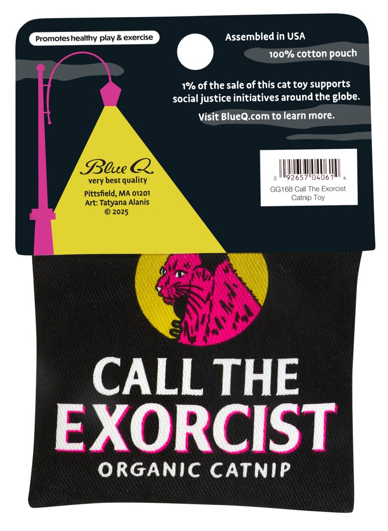 Blue Q Call The Exorcist Catnip Toys - Durable Cat Toys for Biting, Premium USA-Grown Organic Catnip, Pet Supplies, 100% Silk-Screened Cotton Pouch w/Funny Kitty Graphics, Cat Birthday Gift - Image 2