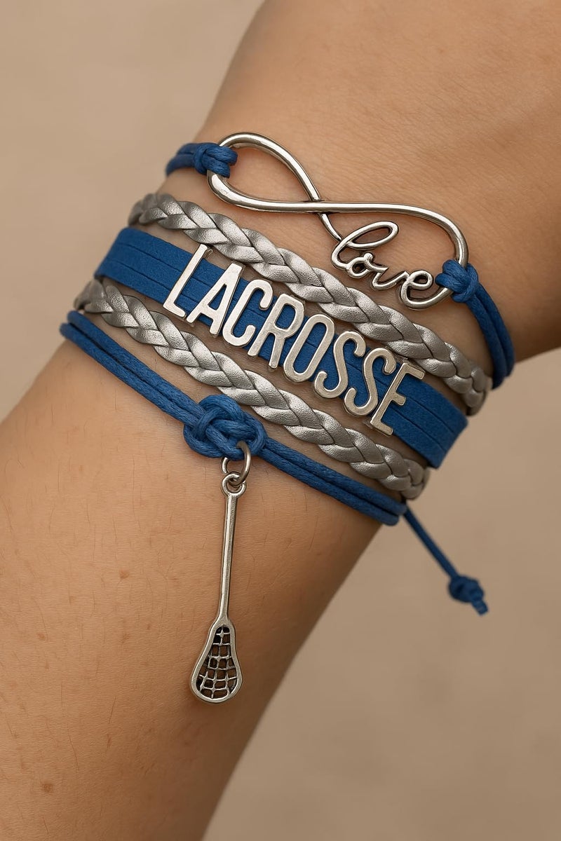 Infinity Collection SportyBella Lacrosse Bracelets For Girls- Adjustable Charm Bracelet w/ Infinity Symbol & Silver Charm. Lacrosse Friendship Bracelet Gifts for Players, Teams & Coaches. (Blue/ Silver) - Image 5