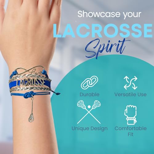 Infinity Collection SportyBella Lacrosse Bracelets For Girls- Adjustable Charm Bracelet w/ Infinity Symbol & Silver Charm. Lacrosse Friendship Bracelet Gifts for Players, Teams & Coaches. (Blue/ Silver) - Image 3