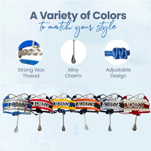 Infinity Collection SportyBella Lacrosse Bracelets For Girls- Adjustable Charm Bracelet w/ Infinity Symbol & Silver Charm. Lacrosse Friendship Bracelet Gifts for Players, Teams & Coaches. (Blue/ Silver) - Image 4
