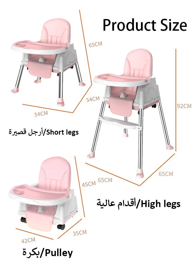 كرسي طعام للأطفال وردي 3 في 1، كرسي طعام للأطفال مع صينية طعام، كرسي طعام محمول متعدد الوظائف مع عجلات دوارة وحزام أمان، كرسي تغذية للأطفال الرضع صغير الحجم/خفيف الوزن/محمول/سهل التنظيف، كرسي طعام قابل للتحويل للأطفال الرضع والأطفال الصغار - pzsku/ZC770CC65F6E368BF53B8Z/45/_/1734329960/0ba088f7-2377-4cae-bd95-9cd1f8be6f65