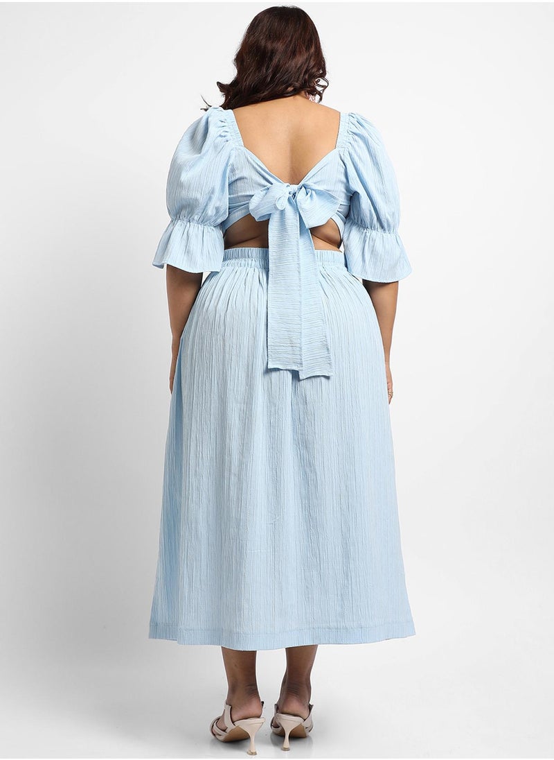 Instafab Plus Women's Light Blue Cropped Co-Ord Set  - Image 3