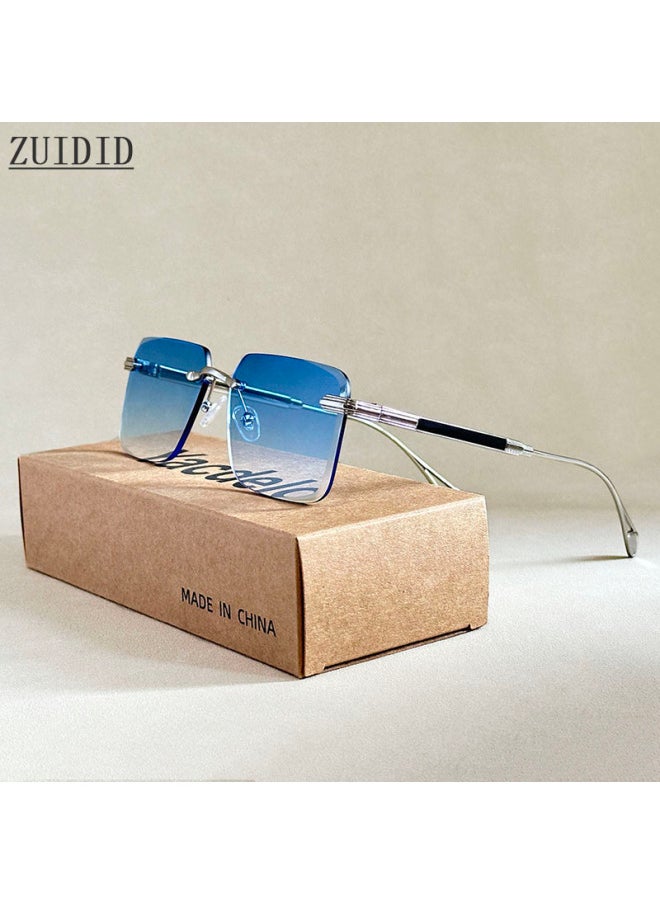 Generic - 2025 Rimless Sunglass Men Vintage Luxury Square Sunglasses Women Retro Fashion Glasses Gafas De Sol Hombre Lunette Soleil Femme-Lenses Color:G02-Ships From:CHINA-Frame Color:As the picture - Image 1