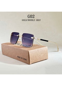 2025 Rimless Sunglass Men Vintage Luxury Square Sunglasses Women Retro Fashion Glasses Gafas De Sol Hombre Lunette Soleil Femme-Lenses Color:G02-Ships From:CHINA-Frame Color:As the picture