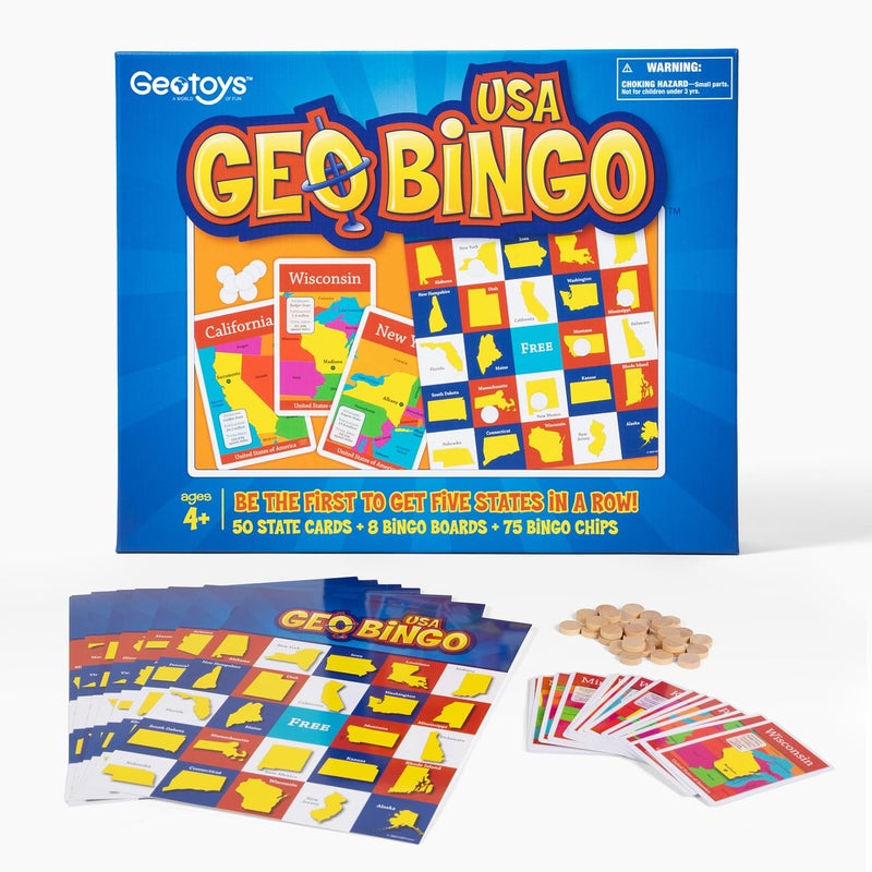 GeoToys GeoBingo USA Bingo for Kids Ages 4 and Up Geography Game for Home School or Camp Fun Kids Educational Game Bingo Games for Family Play and Learn States and Capitals of the USA - Image 4