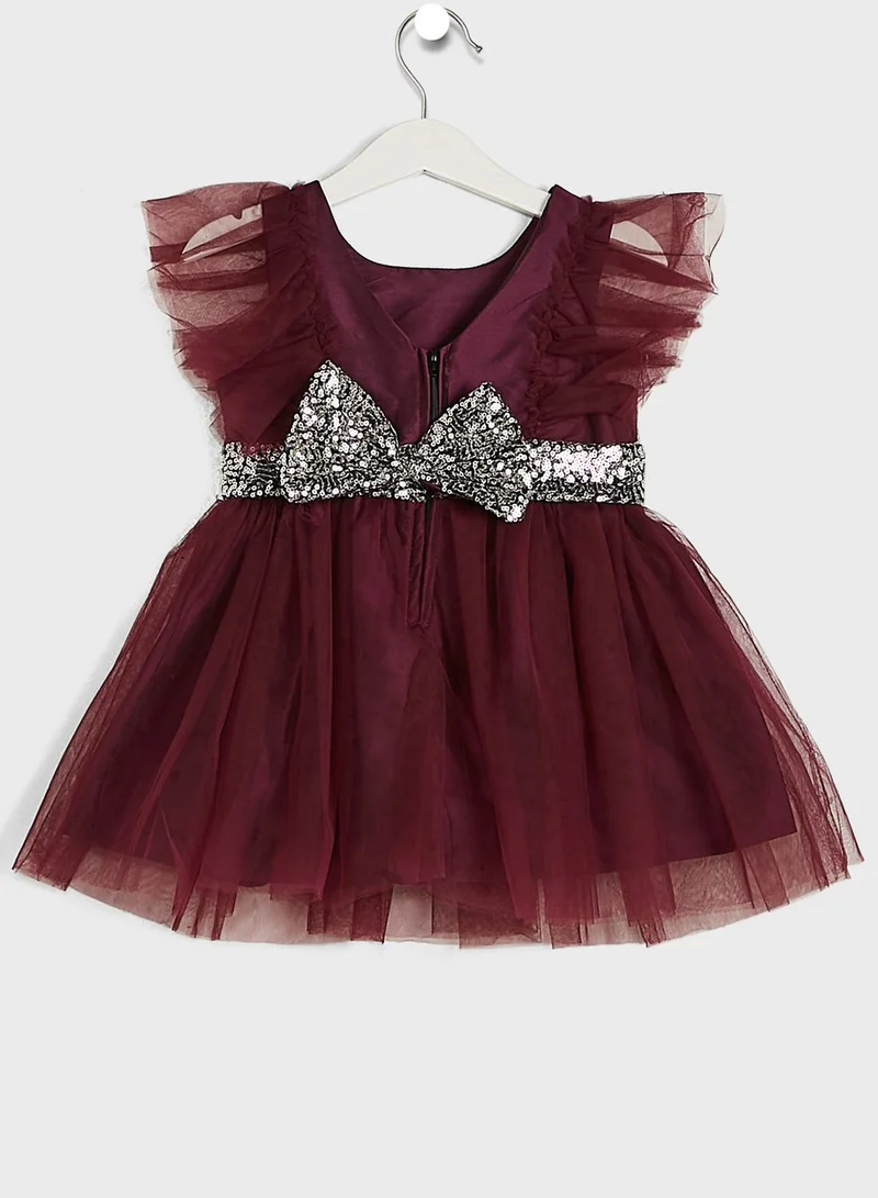 Pinata Girls Embellished Evening Wear Dress With Ruffle Sleeve