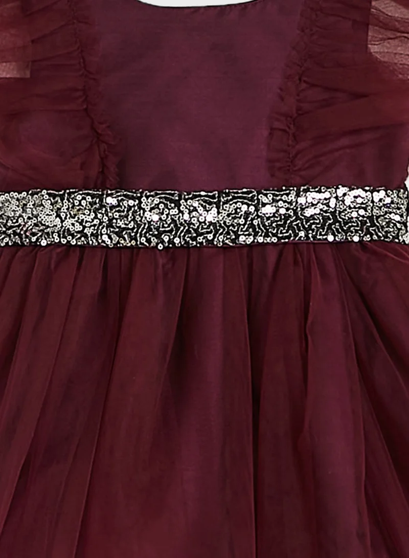 Pinata Girls Embellished Evening Wear Dress With Ruffle Sleeve