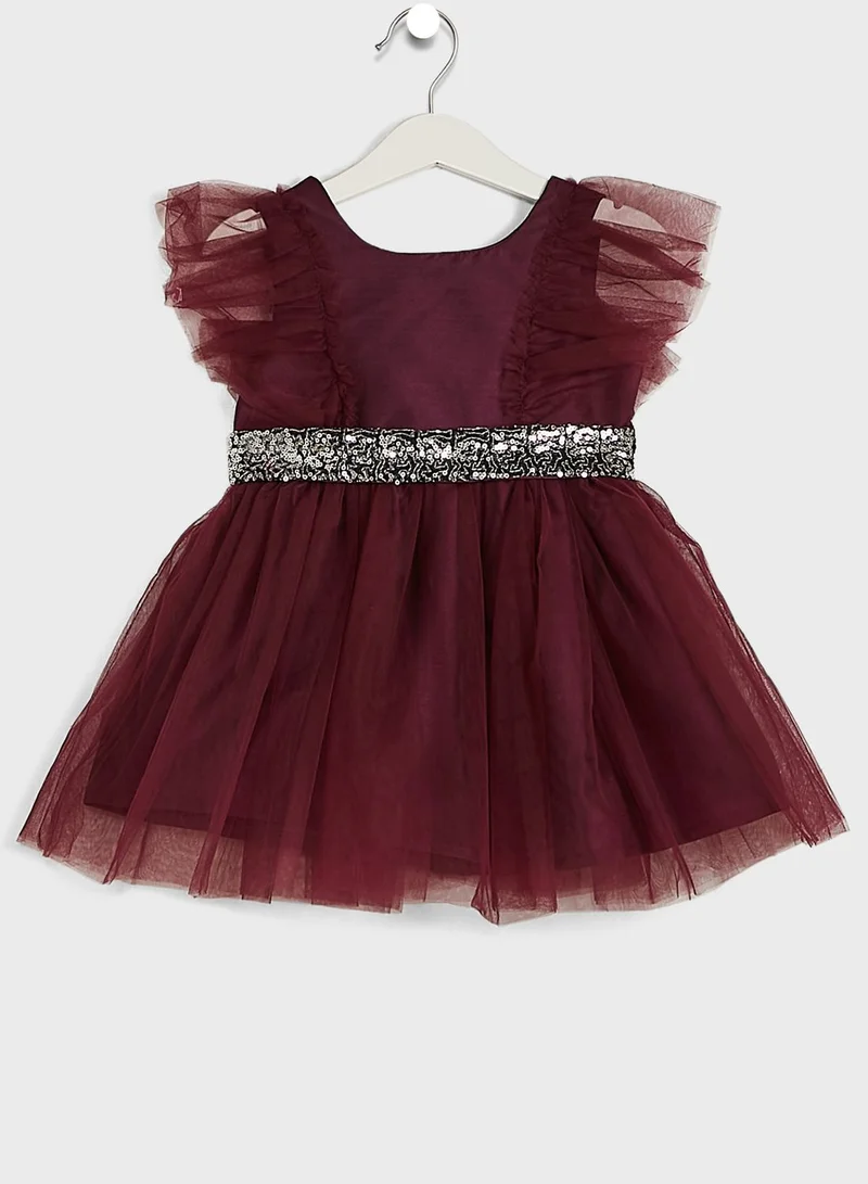 Pinata Girls Embellished Evening Wear Dress With Ruffle Sleeve