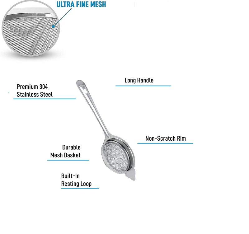 SJE WARE Sjeware Stainless Steel Tea Strainer, Chalani Set of 2 pcs, 8 cm, Medium - Image 4