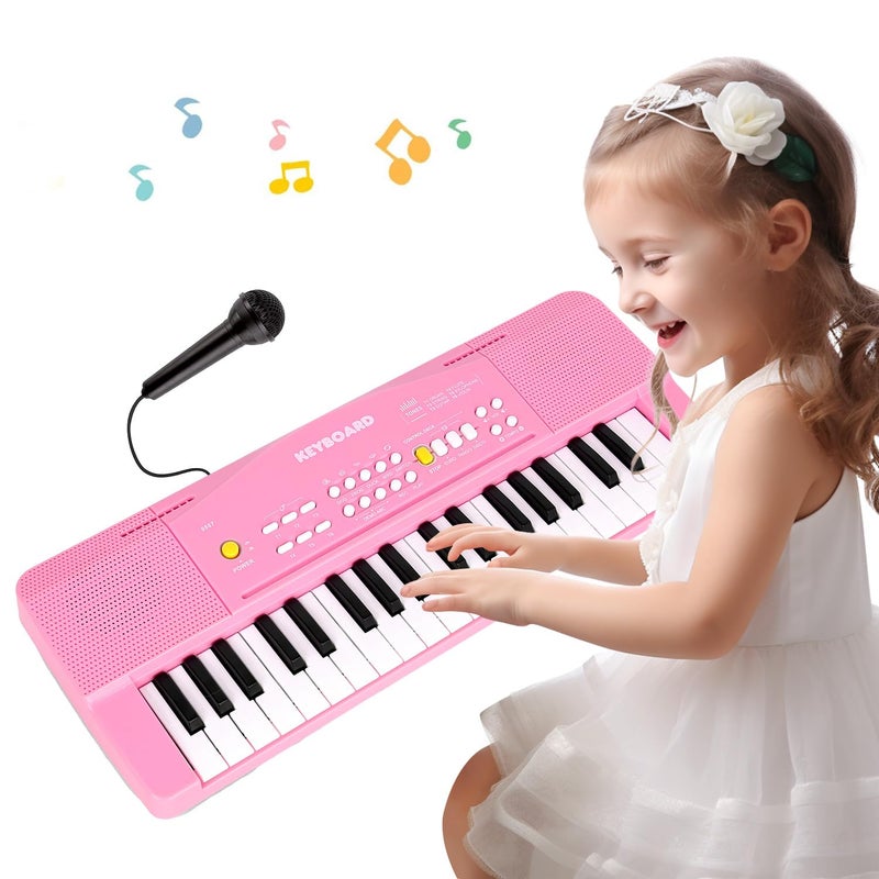 M SANMERSEN Toy Piano Keyboard for Kids Upgrade Electric Pianos Toys for 3 4 5 6 7 8 Year Old Girls Boys Beginners Keyboards with Microphone Toy for 3 Year Old Kid Gifts Pink - Image 3